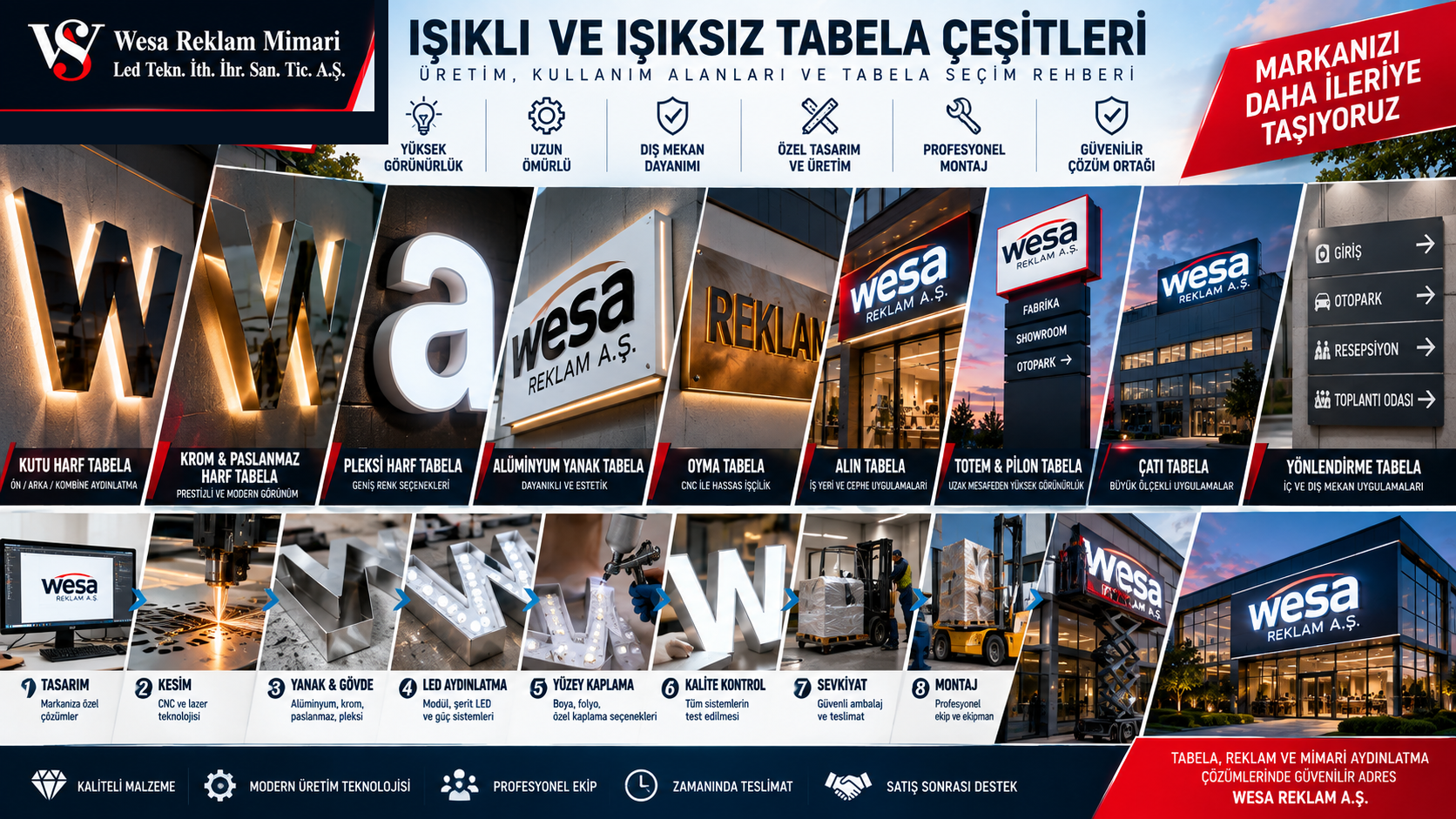 IŞIKLI VE IŞIKSIZ TABELA ÇEŞİTLERİ: ÜRETİM, KULLANIM ALANLARI VE TABELA